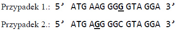 Mutacje w DNA, tranzycje, transwersje, insercje, delecje.