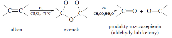 Produkty procesu ozonolizy.