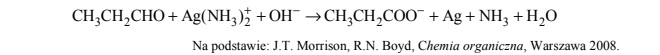 Reakcja utleniania propanalu. Redox.