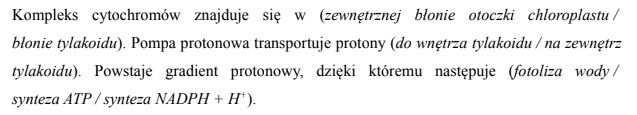 Transport elektronów zachodzący podczas reakcji świetlnych fotosyntezy u roślin.