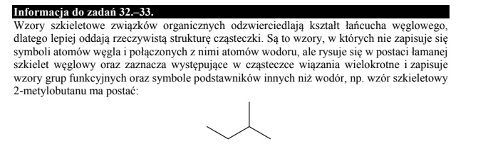 Wzory szkieletowe związków organicznych.