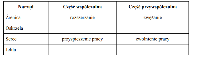 Porównanie układu współczulnego i przwspółczulnego.